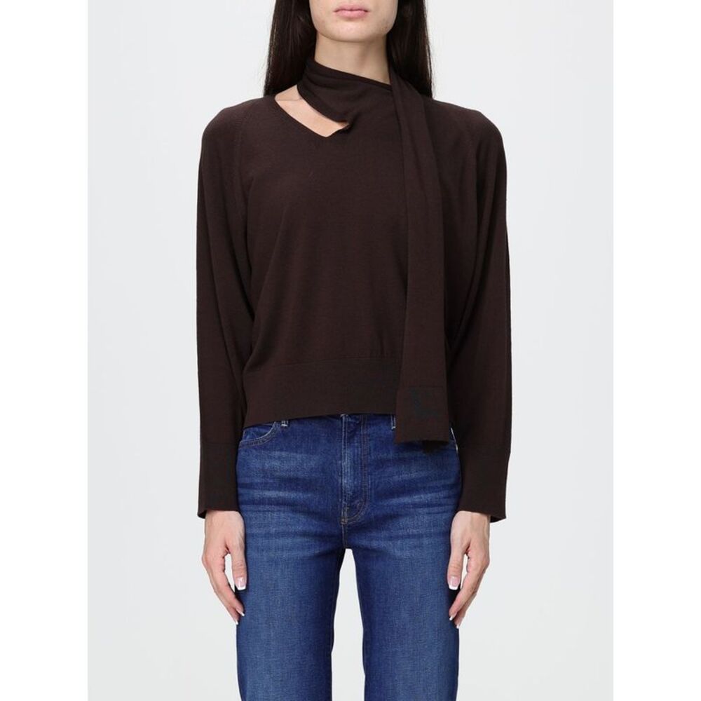 Incotex Women Incotex Relaxed Fit Jersey Top With Scarf Collar And V-Neck